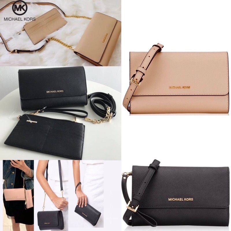 ( SOLD ) Tas MK Jet Set Travel Wristlet Clutch Crossbody - Black