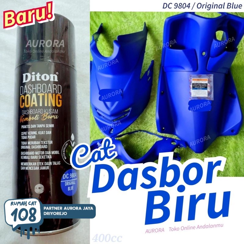 

Rumah Cat - DITON PREMIUM DASHBOARD COATING DC 9804 ORIGINAL BLUE DC9804 cat kulit jeruk permukaan kasar plastik biru pilok pylox pilox sepeda motor mobil | Rumah Cat Mobil dan Motol