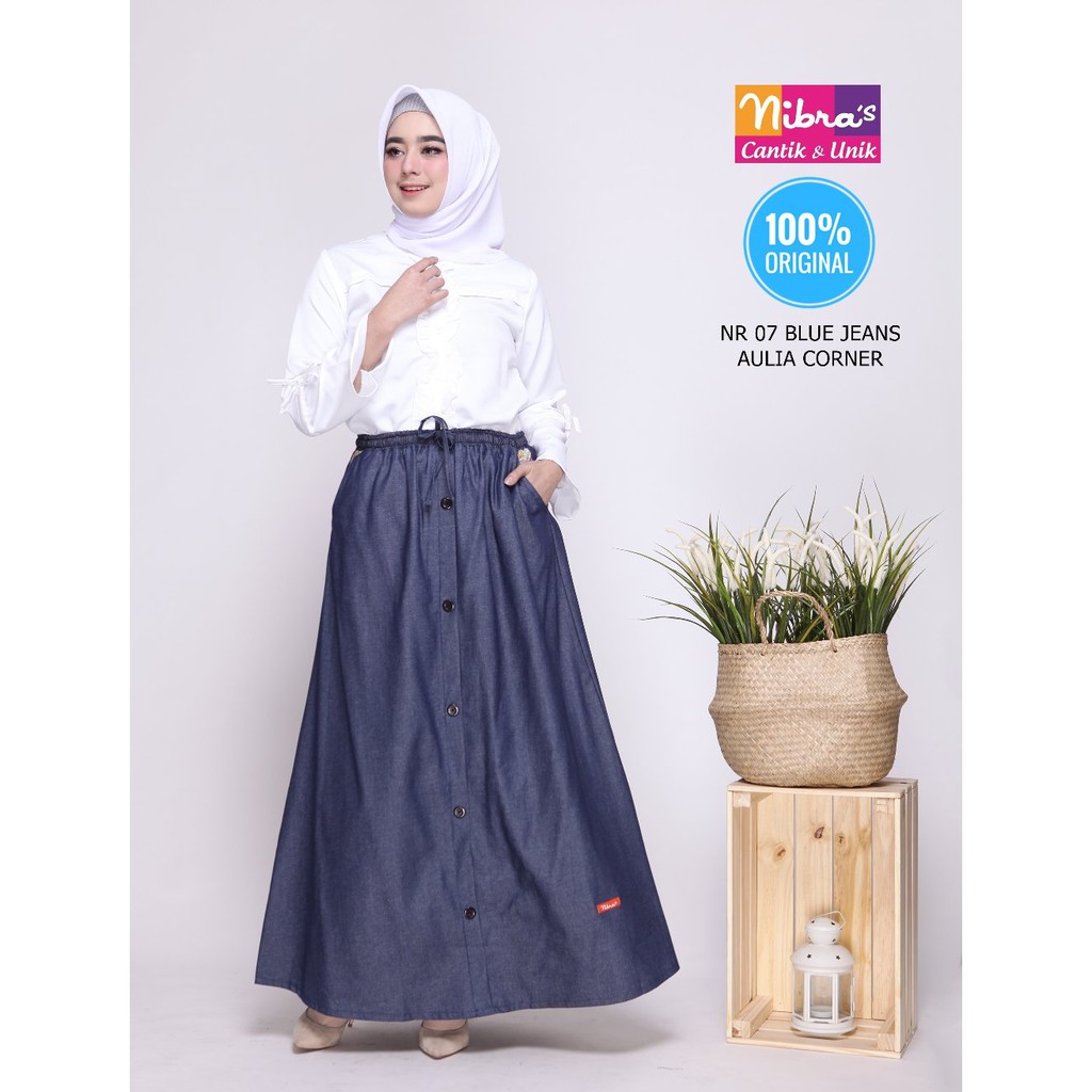 Rok Cantik Rok Muslim Nibras NR 07 Blue Jeans ORIGINAL