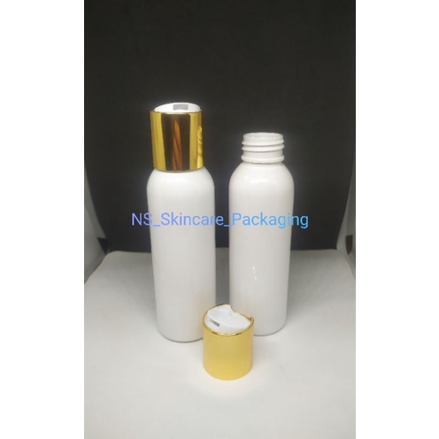 Botol presstop / presson 100ml putih tutup gold