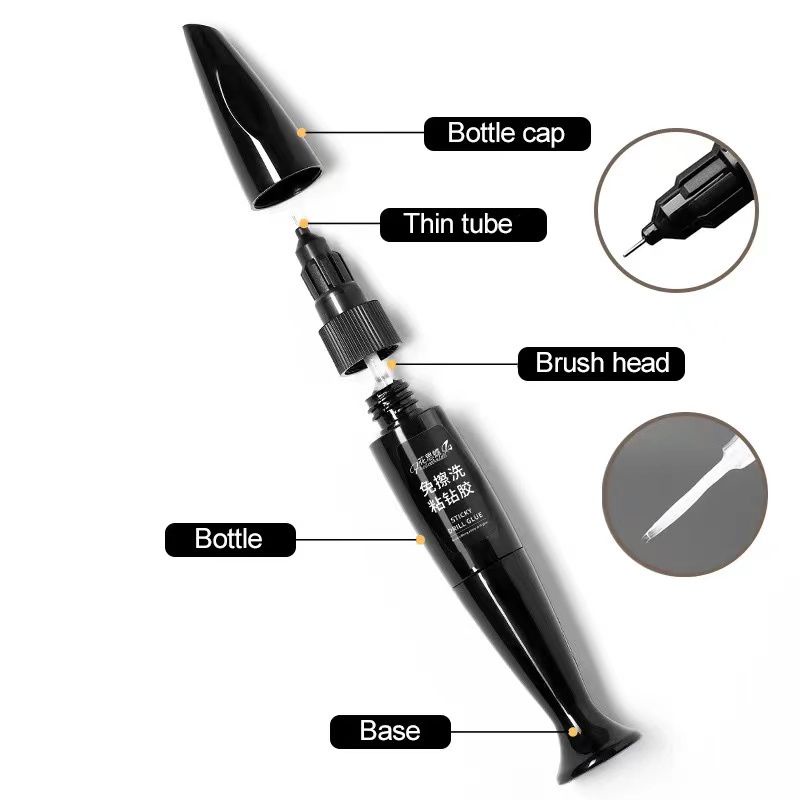 BLACK STUCK DRILL GLUE NAIL PEN / PEN LEM KUKU RHINESTONES NAIL STUCK DRILL GLUE NAIL CHARM PIPET LEM NAIL ART RESIN