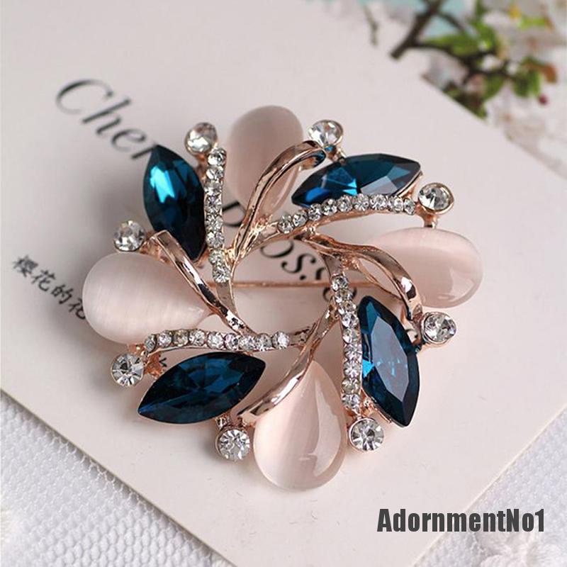 (Adornmentno1) 1pc Bros Pin Bentuk Bunga Bauhinia Aksen Kristal Untuk Aksesoris Dress Wanita