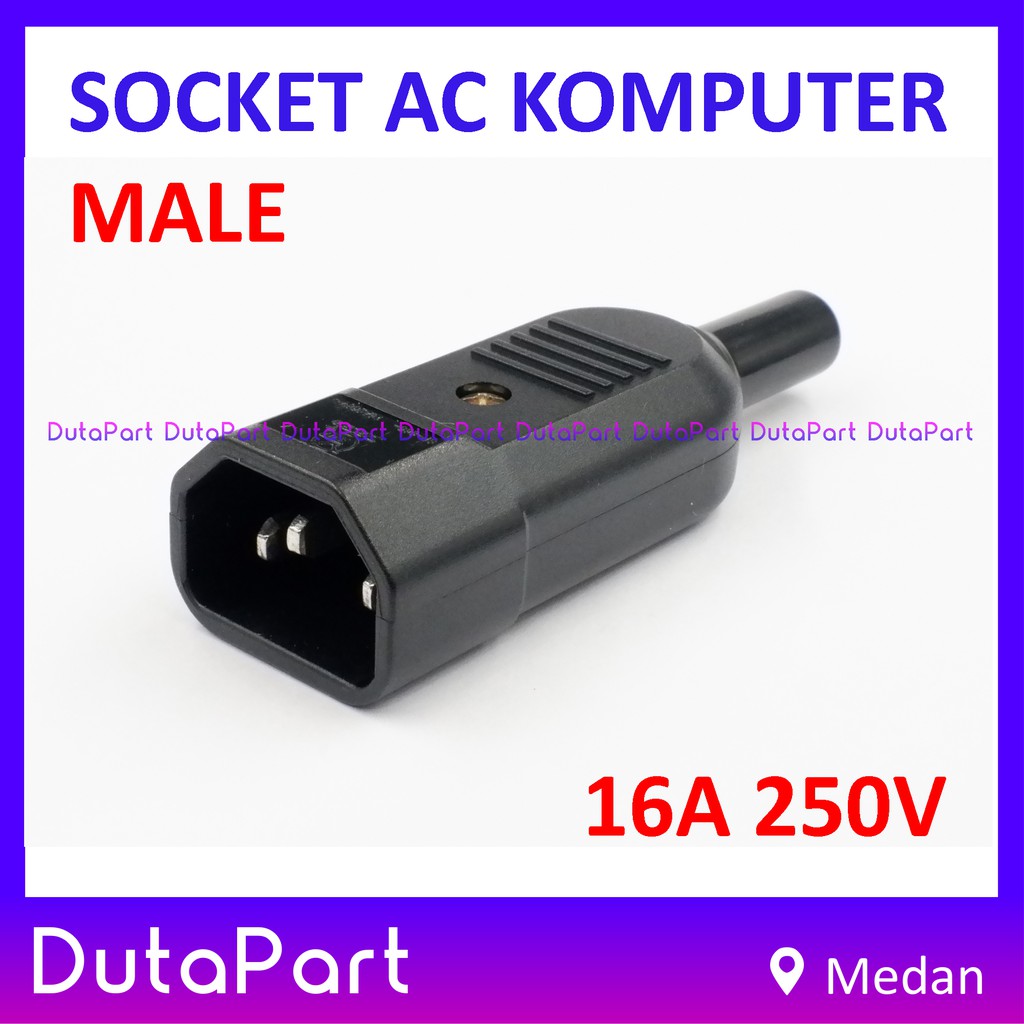 Socket AC MALE Komputer PC CPU Colokkan Jack JANTAN Power 16A 250VAC