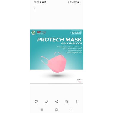 MASKER MEDIS MERK BALMED KF 94 . 4 PLY WARNA PINK NUDE ISI 1 BOX 20 PCS