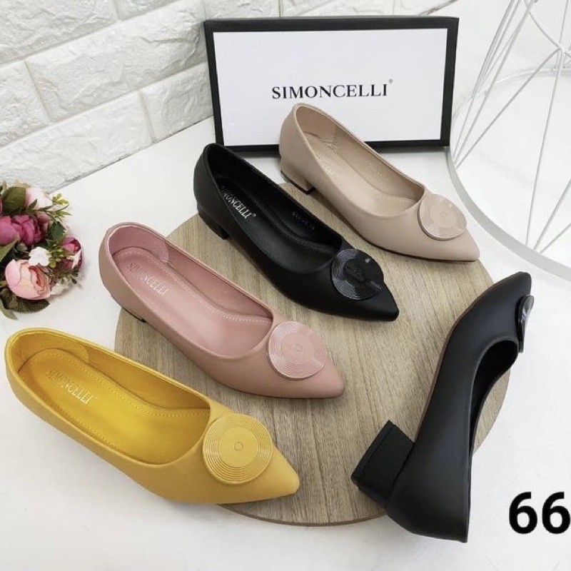Short heels circle logo Simoncelli Import high quality sepatu wanita hak tahu BESTSELLER kantor