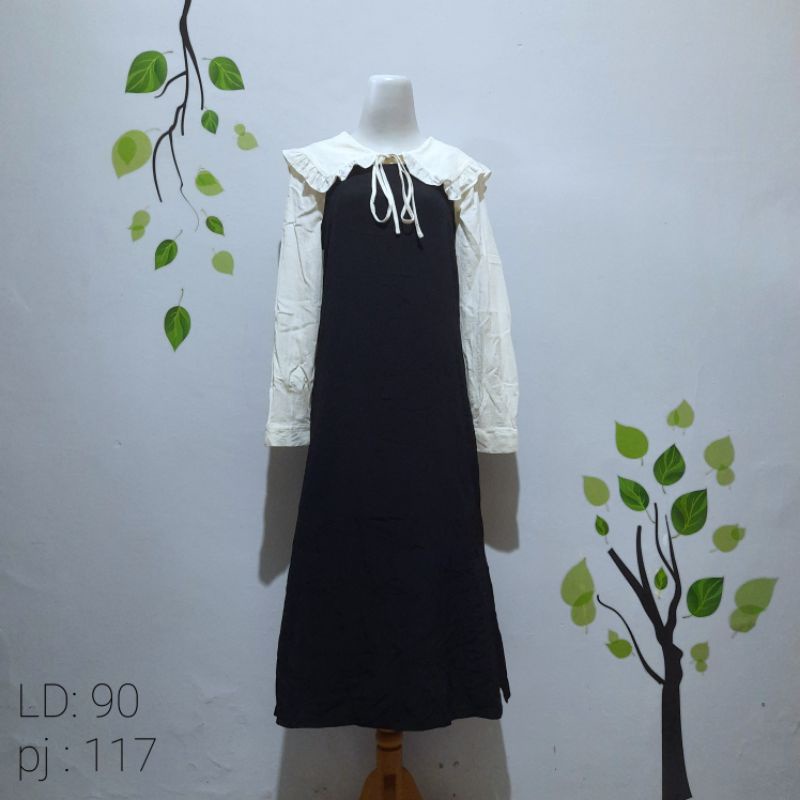 Preloved overall dress vintage hitam polos