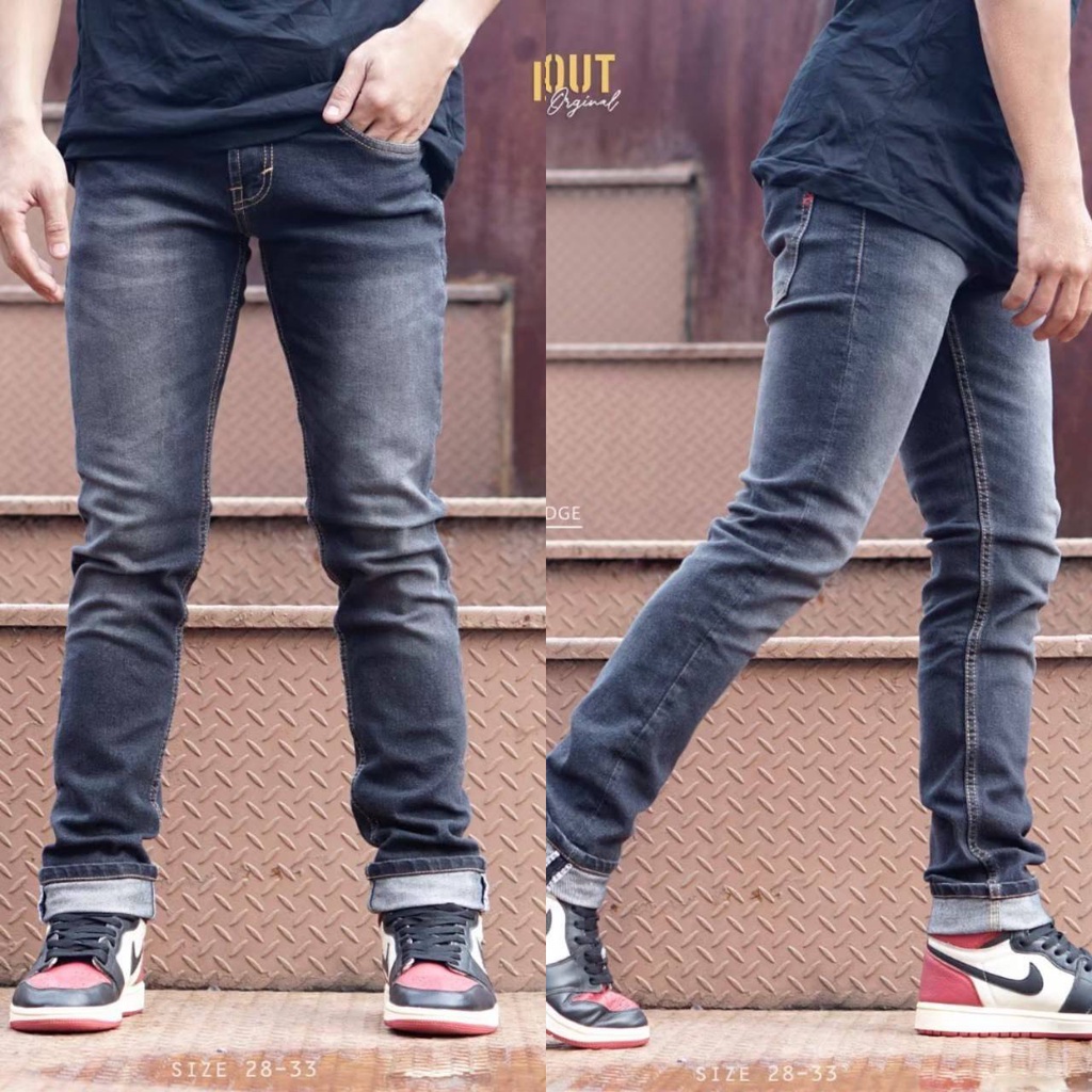 Wisdom Celana Denim Jeans Selvedge Ripped Original Brewout premium denim pria Stretch / Slimfit pria