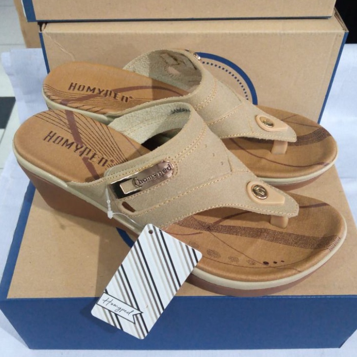 sandal jepit tinggi wanita Homyped vita-n 61 original krem