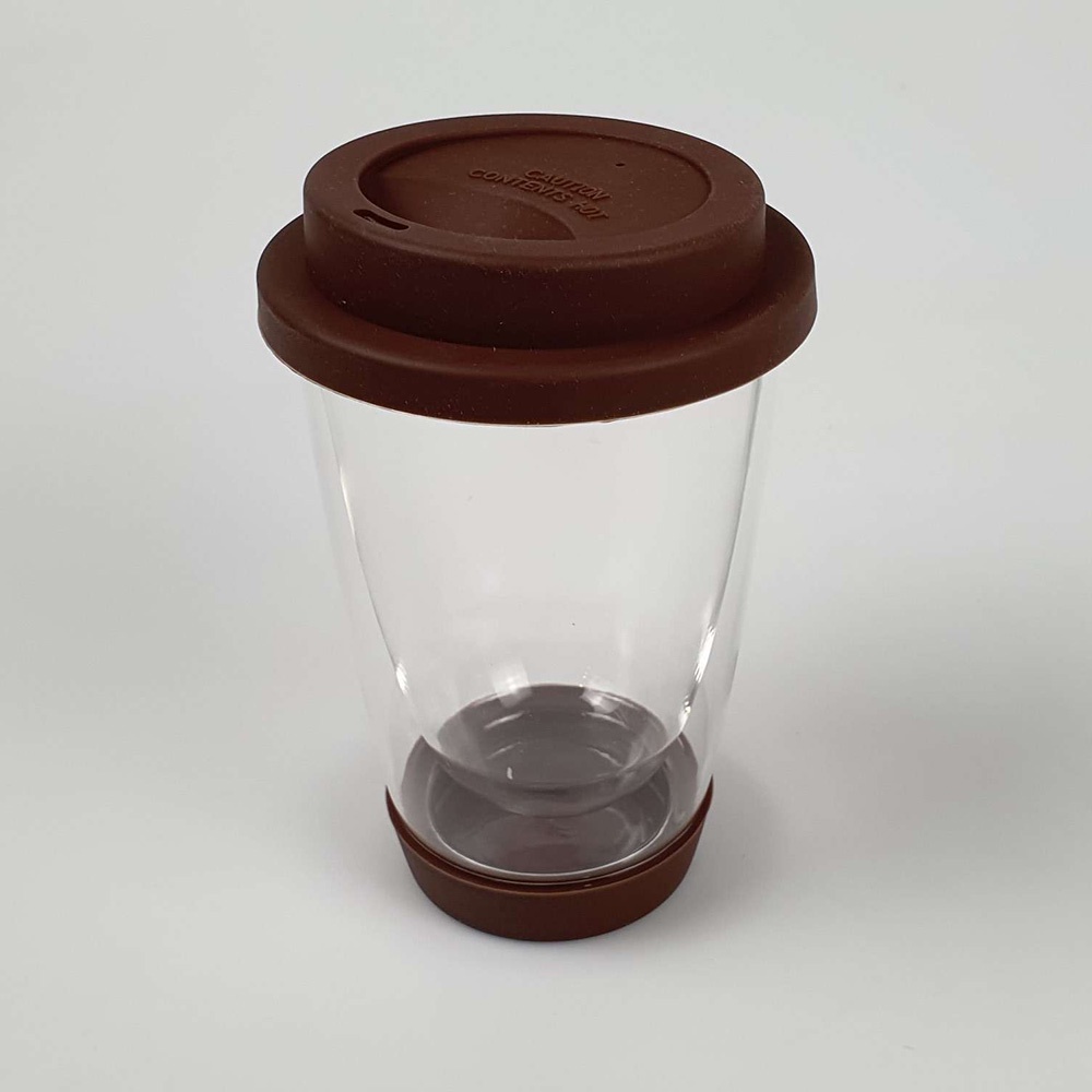 Gelas Mug Kopi Anti Panas Double Wall Glass 350ml - XLSC-002 - Brown
