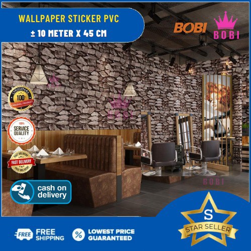 Wallpaper Foam 3D Bata Putih/ White Brick Panel/ CLASSIC BRICKFOAM-Batu Alam Coklat