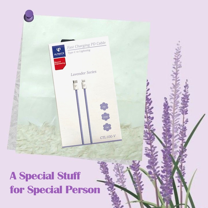 Ultimate Power Kabel Data Cable PD 20W Type-C to Lightning Lavender Series