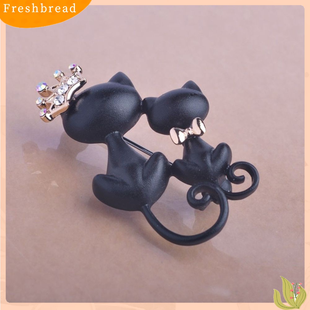 [ TERLARIS]Women Rhinestone Inlaid Cat Crown Brooch Pin Badge Clothes Decor Jewelry Gift