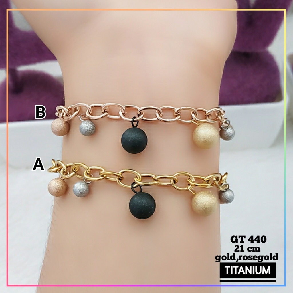 Gelang dewasa gelang titanium stainless steel rantai jurai bulat kombinasi perhiasan anti karat GT 440