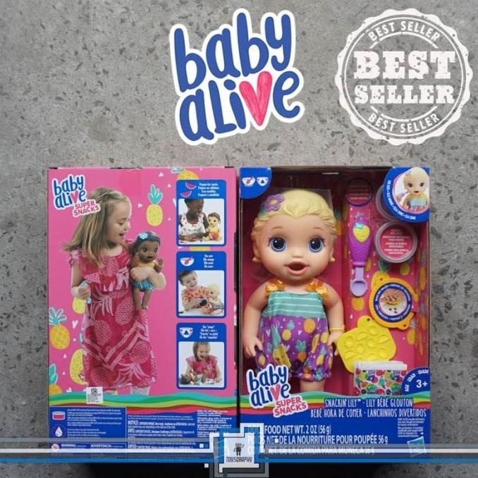 Baby Alive - SNACKIN LILY Bisa makan, poop / Boneka bayi / Mainan bayi