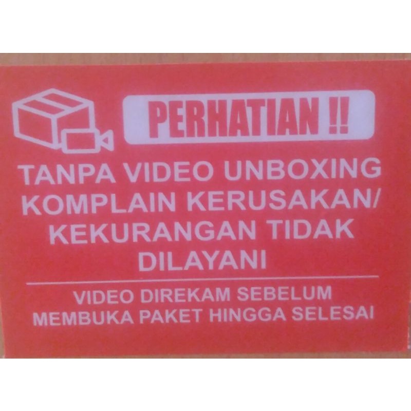 

STICKER PERINGATAN VIDIO UNBOXING, Sticker paket pengiriman, size 5 x 7 cm