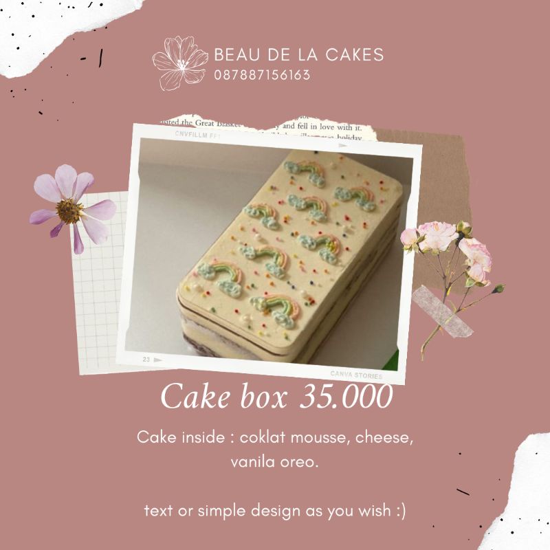 

koren cake box dekorasi gambar simple