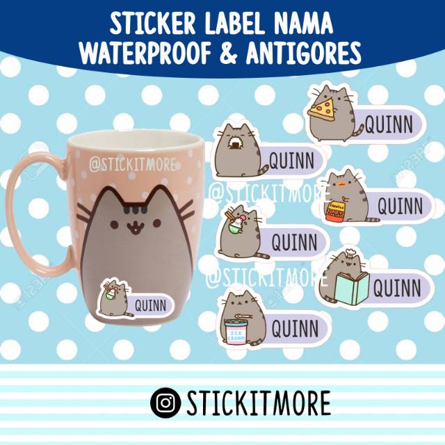 

Sticker Label Nama Waterproof Pusheen