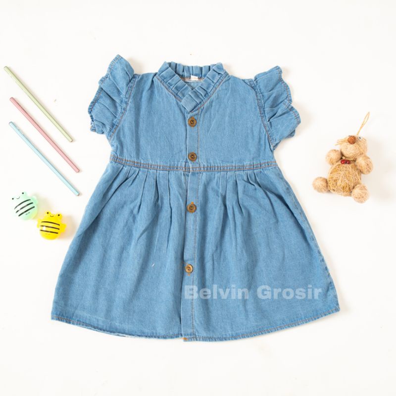 VANE (2-6Thn) Kemeja Dress Soft Jeans Denim Anak Perempuan Cewek