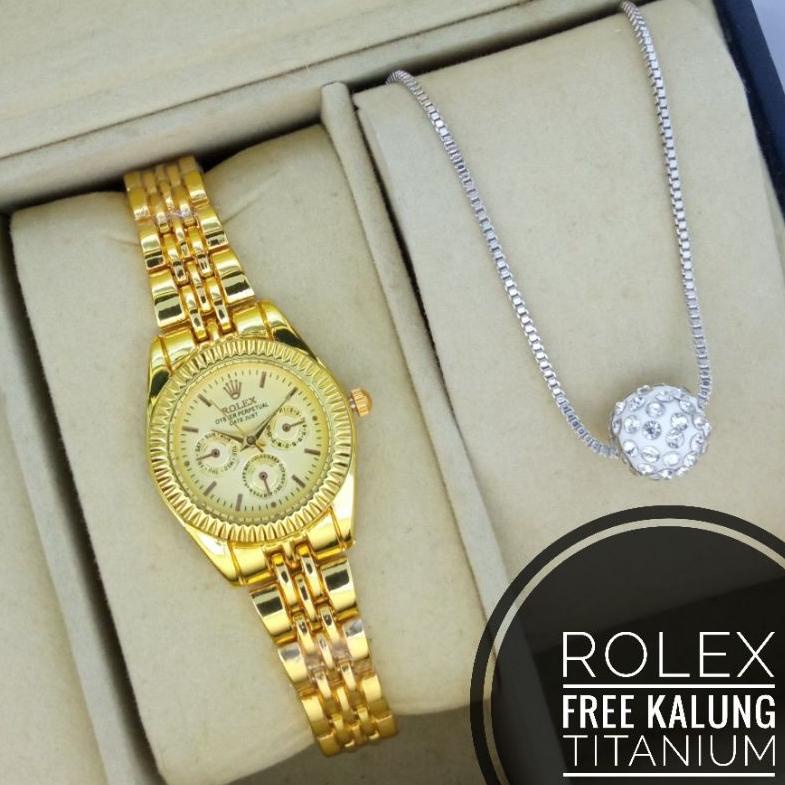 [KODE SQK09] Jam Tangan Wanita ROLEX Paket Kalung
