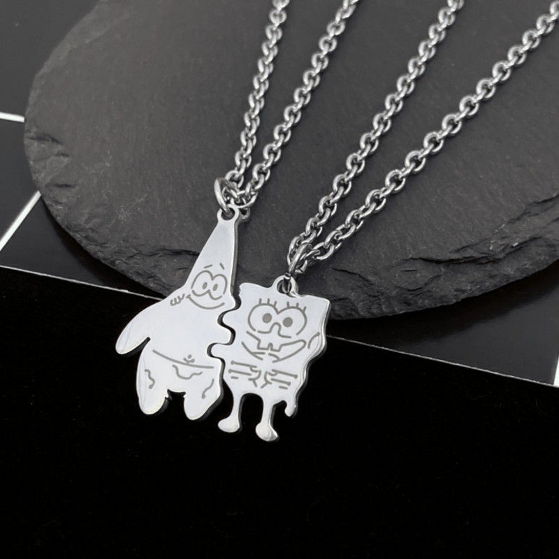 2Pcs / set Fashion Punk Fashion Hot Best Friends Sweetheart Pendant Necklace