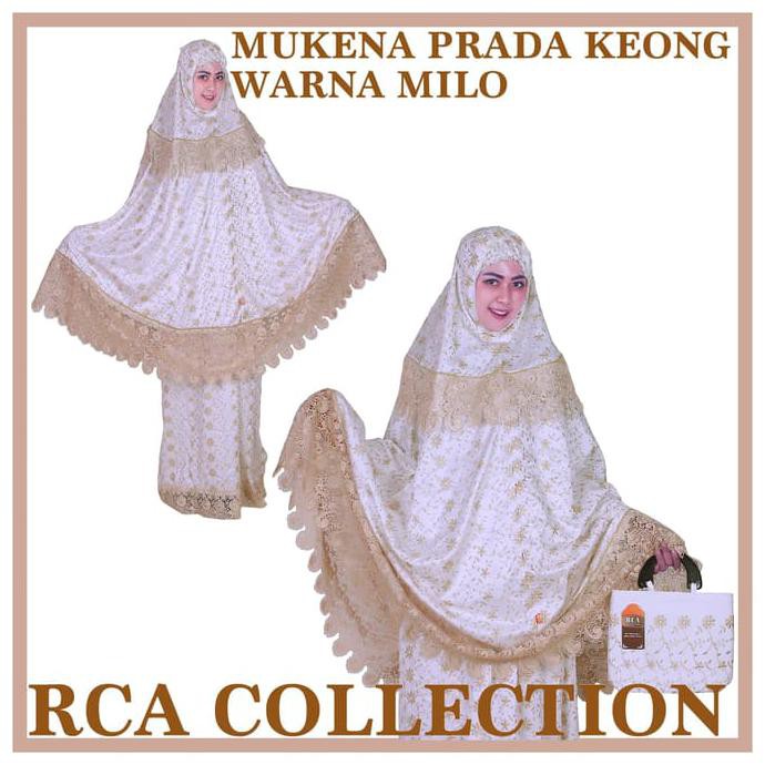 Murah Mukena Sutra Prada Renda Kalung Plus Swarovsky Warna Milo