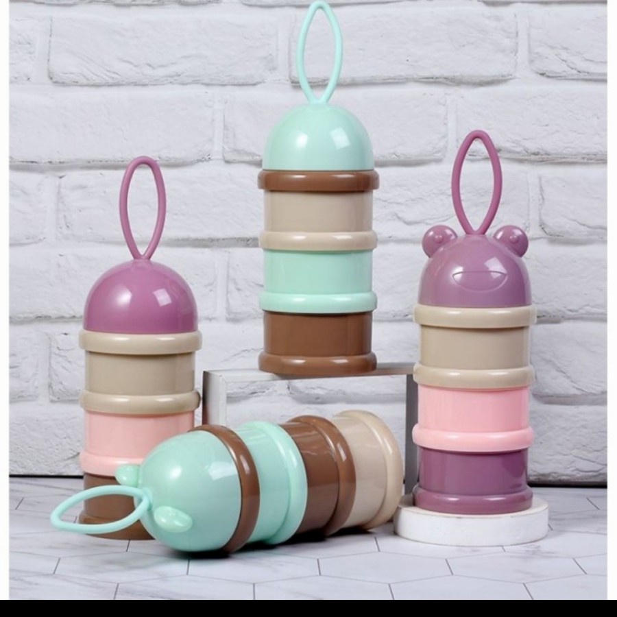 Tempat Susu Bubuk Susun Baby Milk Powder Container Layer Snack Buah Serbaguna Set Tempat Makan Bayi Portable Travel