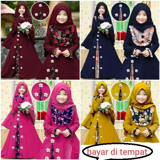 gamis anak terbaru - 4-12tahun COD ( bahan moshcrape)