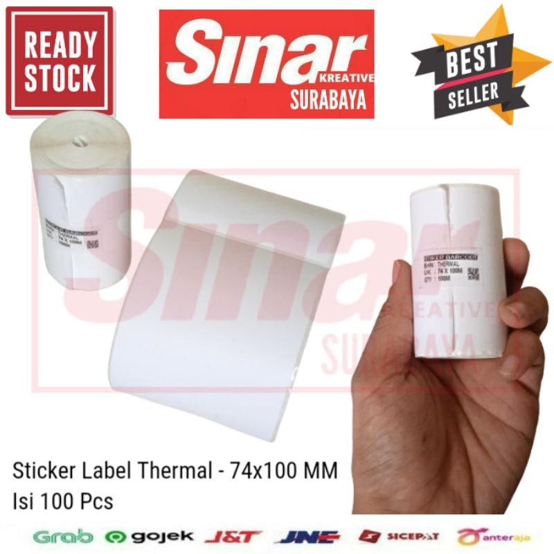 

KERTAS STICKER LABEL THERMAL 74x100mm WITH GAP - ISI 100 PCS PREMIUM QUALITY
