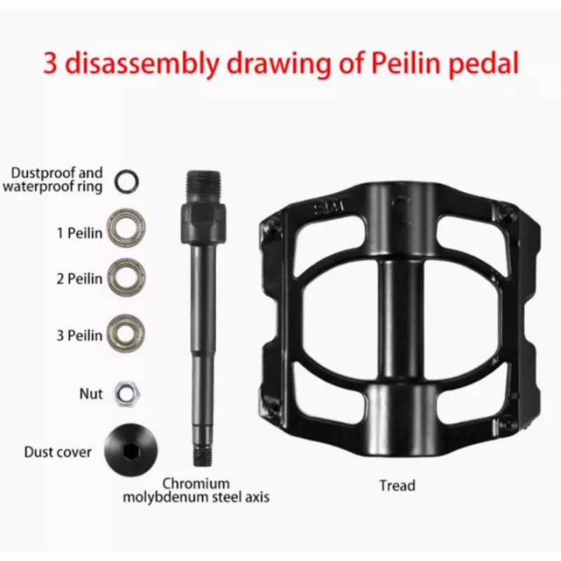 Pedal Bearing 3 Alloy Anti Slip Pedal Sepeda Lipat MTB Roadbike