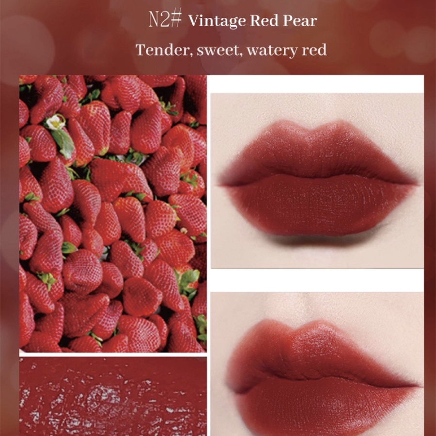 NOBB 3 PCS SET Air Mist Lip Cream Velvet Lipstik Tahan Lama Pelembab Lipstick NO007