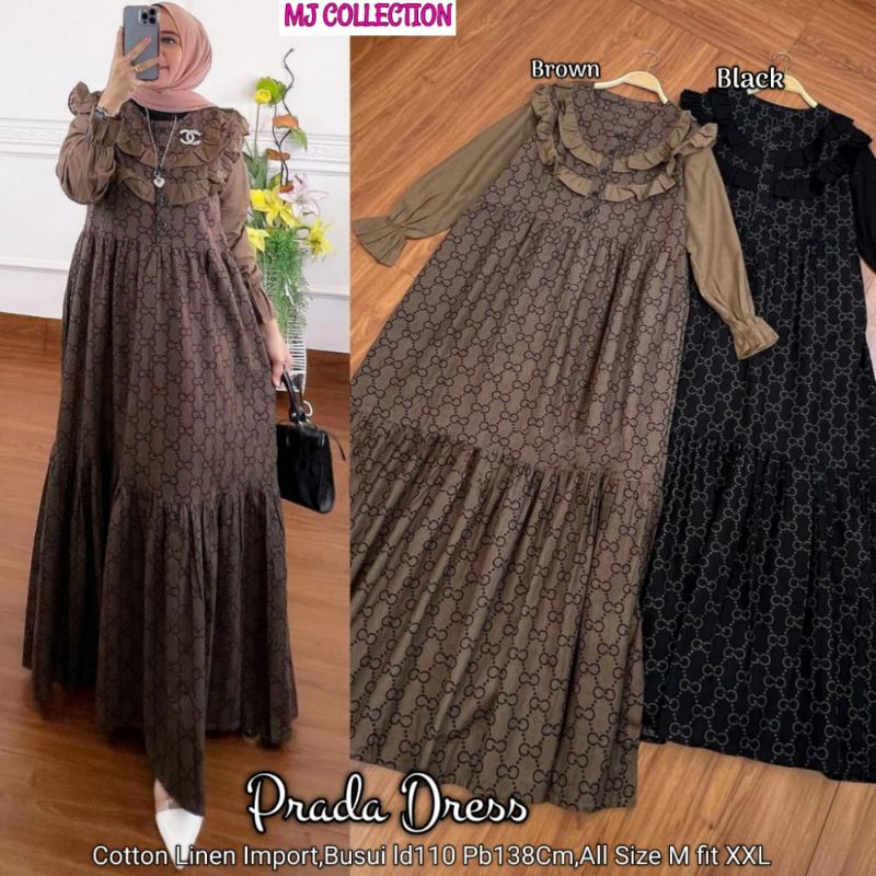 PRADA DRESS ORIGINAL PRODUK BY MJ COLLECTION BAJU GAMIS TERBARU