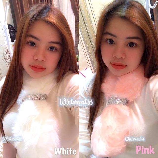 Faux fur scarf syal fox musim dingin winter shawl bulu mewah import korea hangat wanita