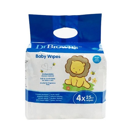 DR BROWNS Baby Wipes 25s (4pack) / Tisu Basah Bayi Foodgrade