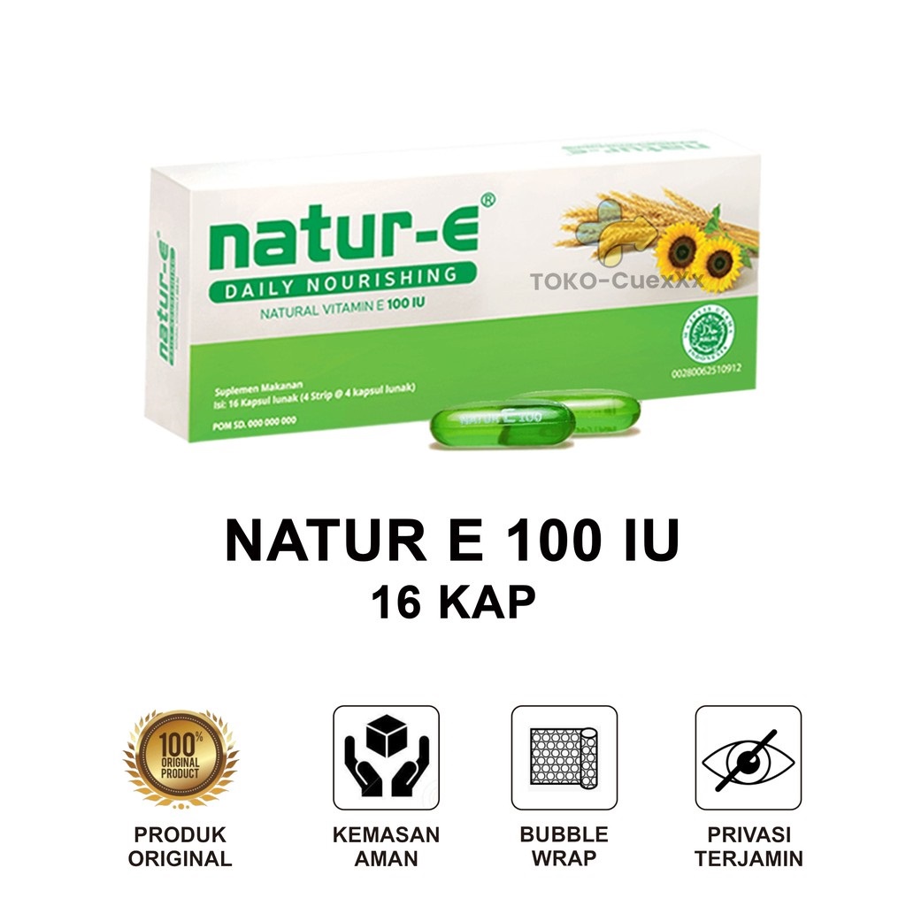 Natur-E 100 IU Suplemen Kulit isi 16 Kapsul / NATUR E / Natural / Vitamin E / Suplemen / Kecantikan