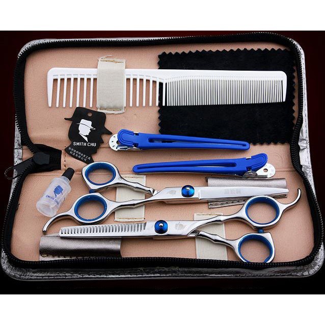 Set Tukang Cukur Salon Profesional Gunting Rambut Stainless Sasak Flat