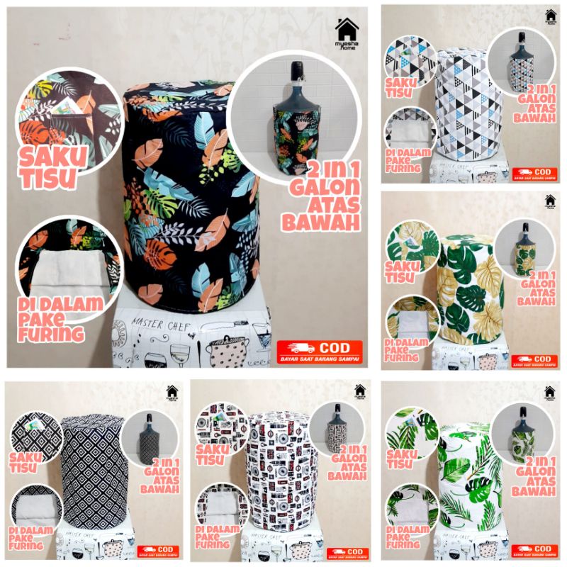 Cover Galon Dispenser atas Bawah / Tempat Galon / Tutup Galon Motif Minimalis