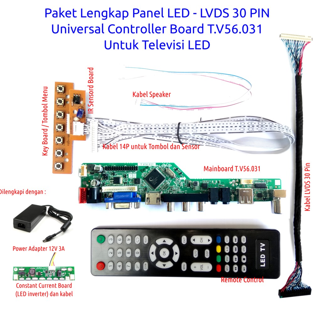 Mesin TV LCD LED Controller Universal - PAKET LENGKAP LED