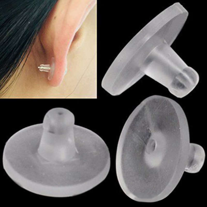 SIY  100 Pieces Soft Clear Earring Backings Silicone Rubber Safety Back Pads Backstops Replacement for Earring Studs Hoop DIY