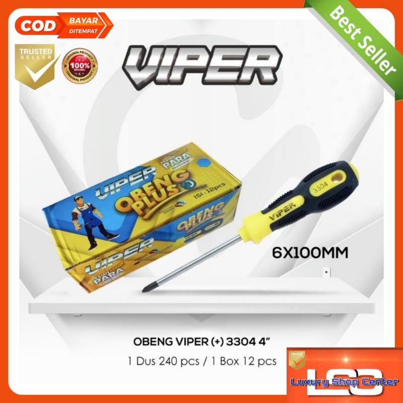 Obeng plus ujung magnet Viper tebal 6mm panjang 4&quot; 6&quot; dan 8&quot;