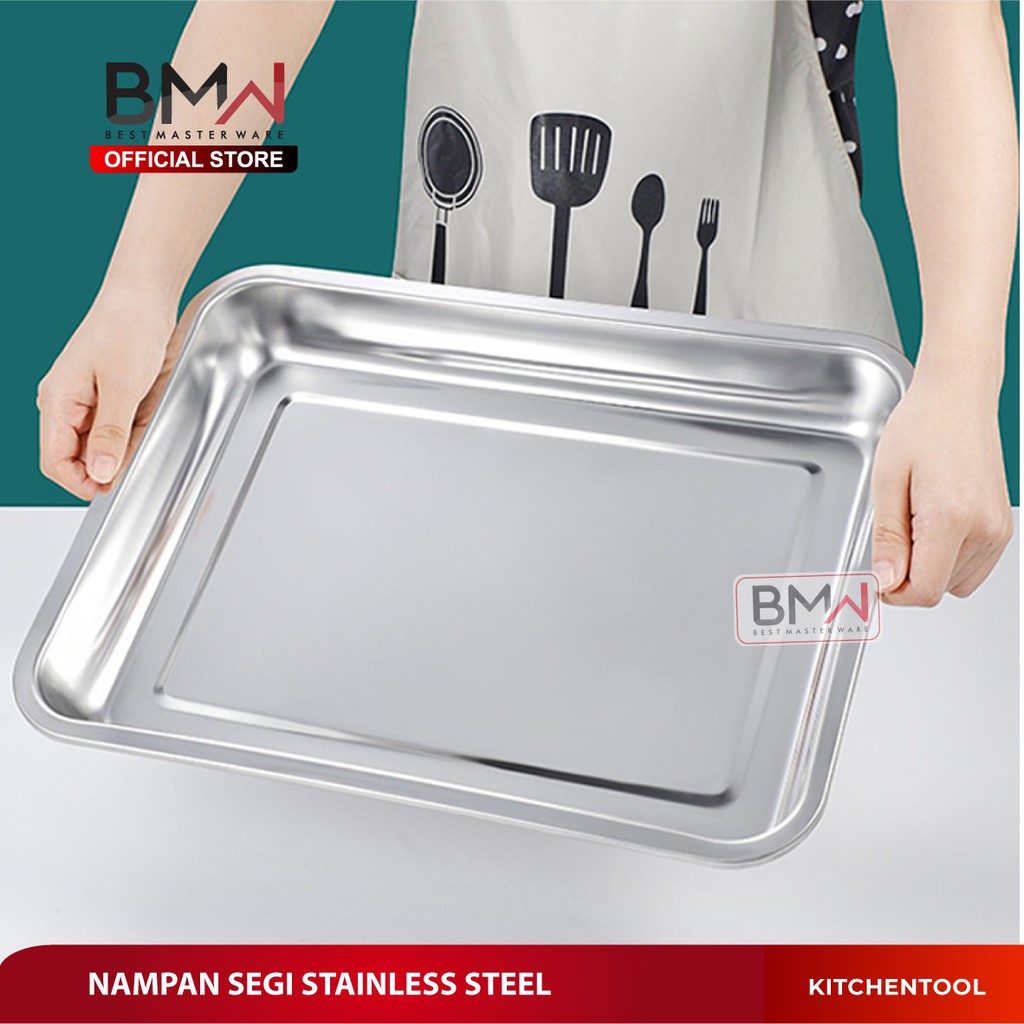 BMW Kitchen Ware - Nampan Saji Persegi Nampan Baki Stainless Steel Serbaguna