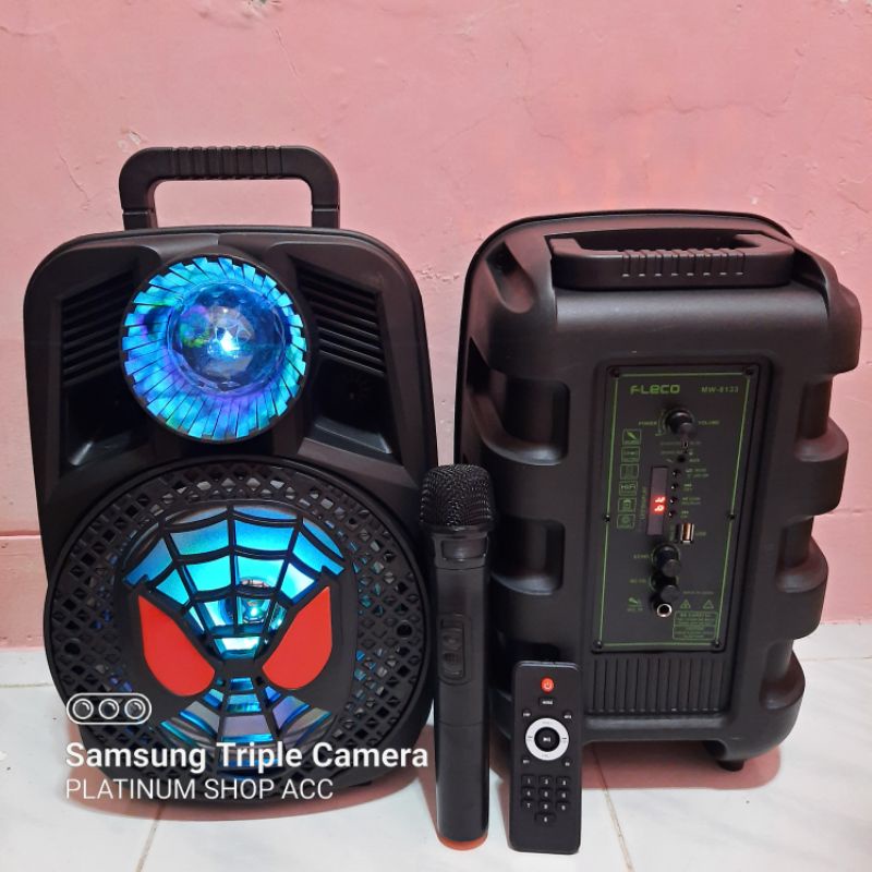 Speaker Bluetooth Fleco Mw-8133 8Inchi Bonus Mic Wireless Dan Remote Super Bass Salon Aktif Portable