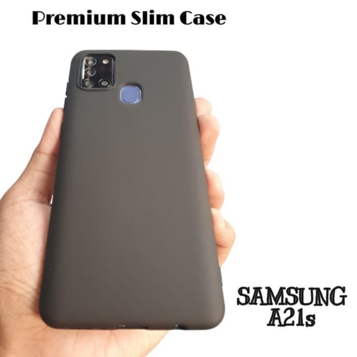 BLACK MATTE CASE SAMSUNG GALAXY A21S - SOFTCASE SLIM MATTE DOVE HITAM