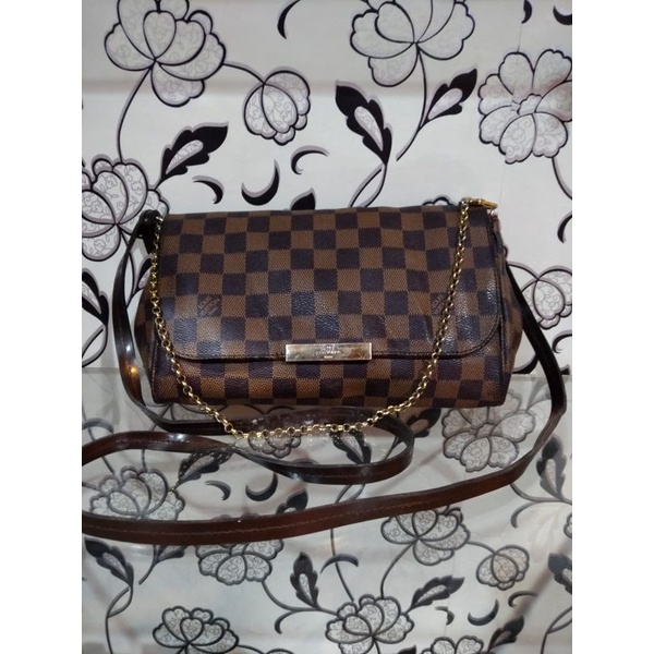 tas wanita selempang seken louis vuitton lv favorite mm damier ebene second brandes slingbag prelove