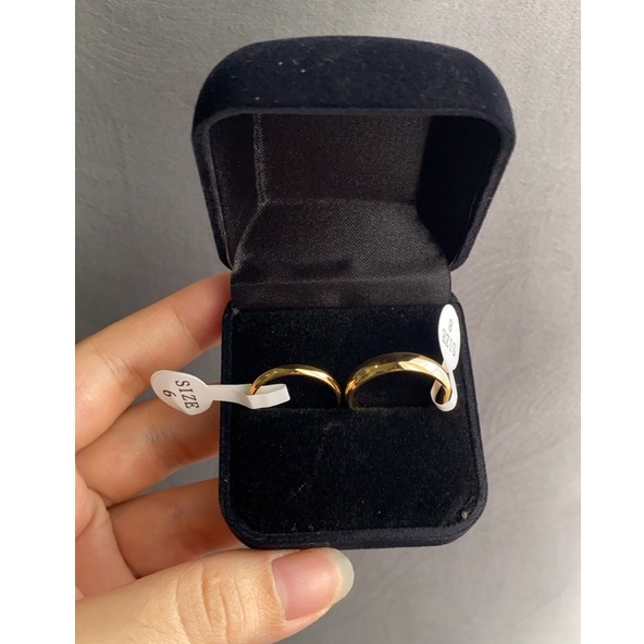 BEST SELLER Cincin Couple / Tunangan / Nikah / Pasangan / kawin / Titanium C090 warna Gold / Emas simple