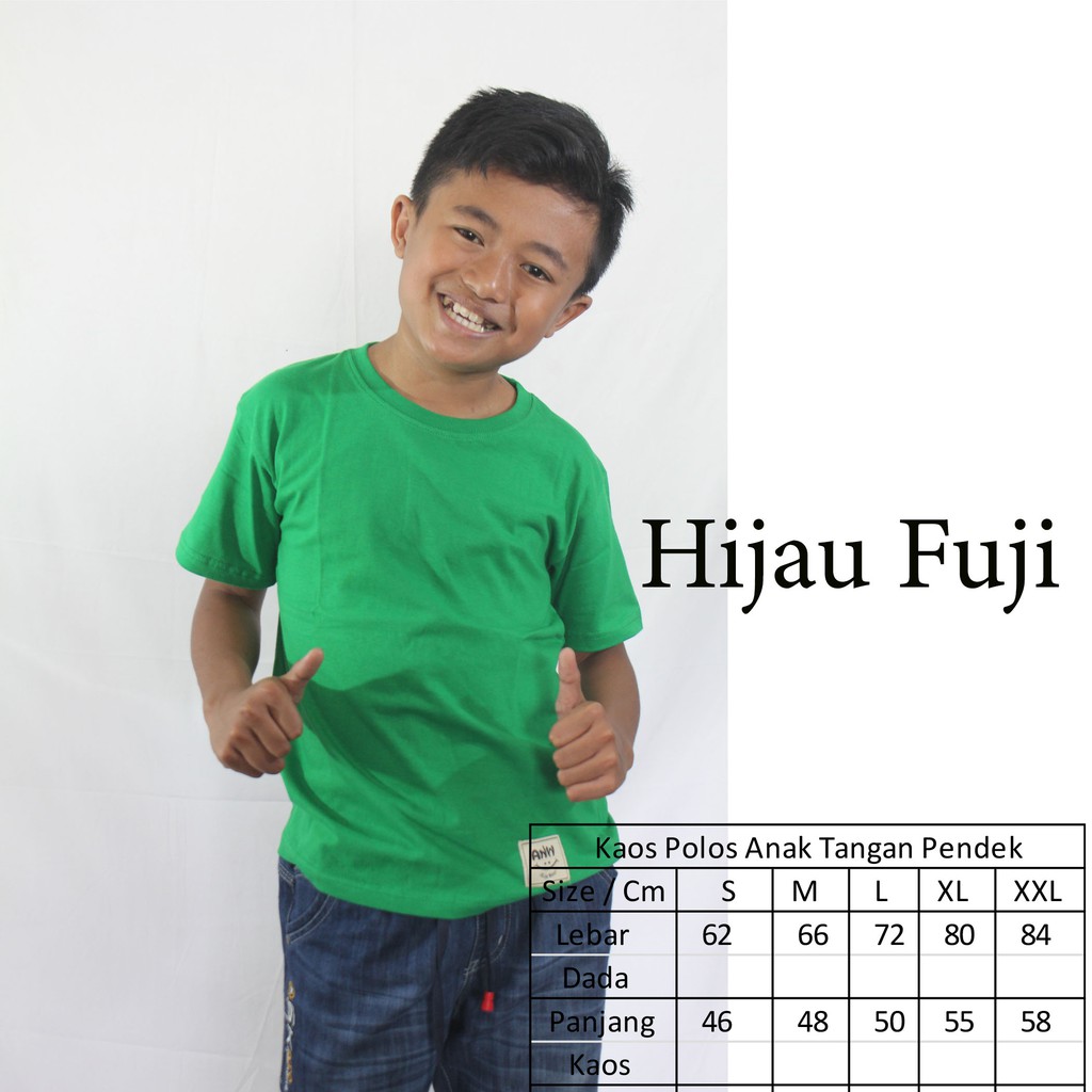 KAOS POLOS ANAK COWO PENDEK HIJAU FUJI