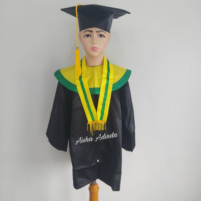 BAJU SERAGAM TOGA WISUDA ANAK TK, PAUD WARNA KUNING HIJAU ORIGINAL