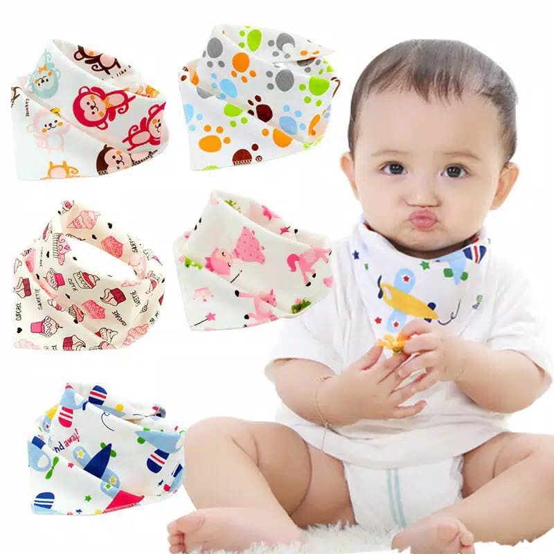 Slabber baby slaber bayi segiiga celemek bayi anti air tadah liur untuk makan