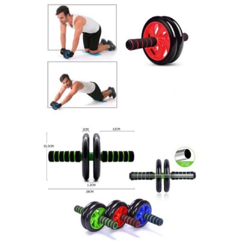 WHEEL AB / DOUBLE WHEEL LX009-4 15cm / ALAT FITNESS GYM LATIHAN PERUT