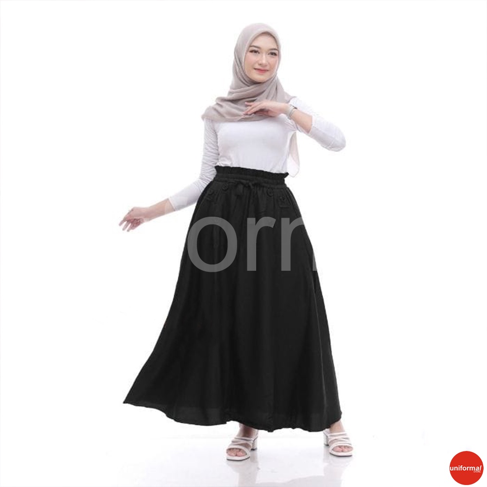 Rok Panjang Payung Polos Wanita / Rok Cewek JUMBO Bahan Moscrape Katun Premium / Rok Kain Muslim Perempuan Kancing Depan/ Bawahan Muslimah Model Mayung /  Pinggang / ROK Polos ROK PANJANG PAYUNG JUMBO WANITA BAHAN MOSCRAPE BAWAHAN WANITA MUSLIM ROK KAIN