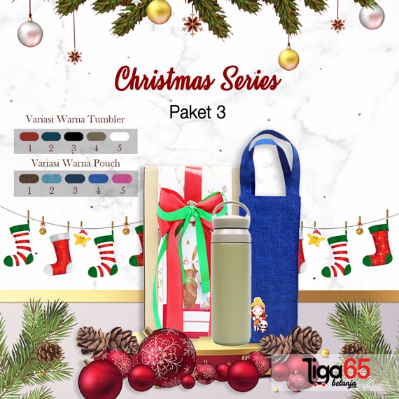 365 Paket Christmas Series Thermos + Pouch hampers goodies package